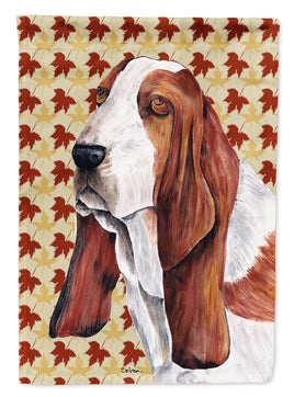 Basset Hound Fall Leaves Portrait Flag Canvas House Size