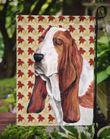 Basset Hound Fall Leaves Portrait Flag Garden Size