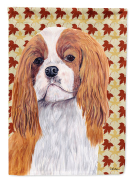 Cavalier Spaniel Fall Leaves Portrait Flag Garden Size