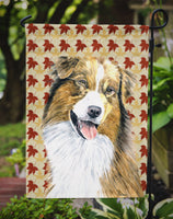 Australian Shepherd Fall Leaves Portrait Flag Garden Size