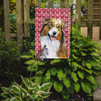 Australian Shepherd Hearts Love Valentine's Day Flag Garden Size