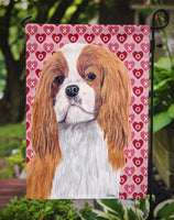 Cavalier Spaniel Hearts Love and Valentine's Day Portrait Flag Garden Size