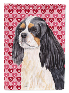 Cavalier Spaniel Hearts Love and Valentine's Day Portrait Flag Garden Size