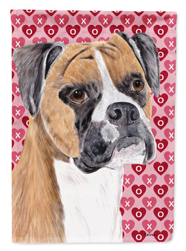 Boxer Hearts Love and Valentine's Day Portrait Flag Canvas House Size