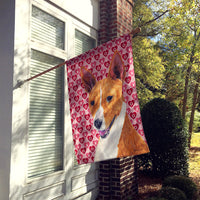 Basenji Hearts Love and Valentine's Day Portrait Flag Canvas House Size