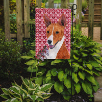 Basenji Hearts Love and Valentine's Day Portrait Flag Garden Size