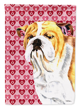 Bulldog English Hearts Love Valentine's Day Flag Canvas House Size