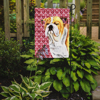 Bulldog English Hearts Love Valentine's Day Portrait Flag Garden Size