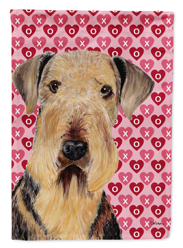 Airedale Hearts Love Valentine's Day Flag Canvas House Size