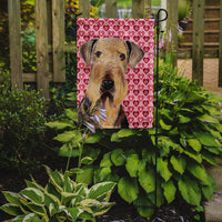 Airedale Hearts Love and Valentine's Day Portrait Flag Garden Size