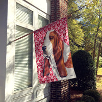 Basset Hound Hearts Love and Valentine's Day Portrait Flag Canvas House Size