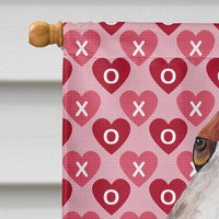 Basset Hound Hearts Love and Valentine's Day Portrait Flag Canvas House Size