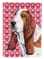 Basset Hound Hearts Love and Valentine's Day Portrait Flag Canvas House Size