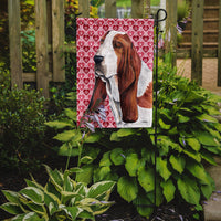 Basset Hound Hearts Love and Valentine's Day Portrait Flag Garden Size