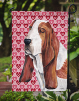 Basset Hound Hearts Love and Valentine's Day Portrait Flag Garden Size