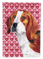 Beagle Hearts Love and Valentine's Day Portrait Flag Canvas House Size