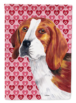 Beagle Hearts Love and Valentine's Day Portrait Flag Garden Size