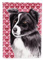 Border Collie Hearts Love and Valentine's Day Portrait Flag Garden Size