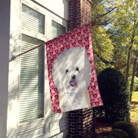 Bichon Frise Hearts Love and Valentine's Day Portrait Flag Canvas House Size