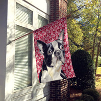 Boston Terrier Hearts Love and Valentine's Day Portrait Flag Canvas House Size