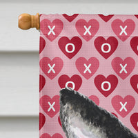 Boston Terrier Hearts Love and Valentine's Day Portrait Flag Canvas House Size