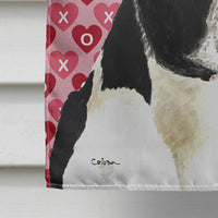 Boston Terrier Hearts Love and Valentine's Day Portrait Flag Canvas House Size