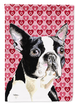 Boston Terrier Hearts Love Valentine's Day Flag Garden Size