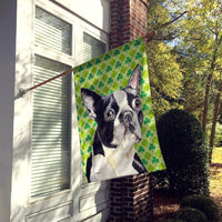 Boston Terrier St. Patrick's Day Shamrock Portrait Flag Canvas House Size