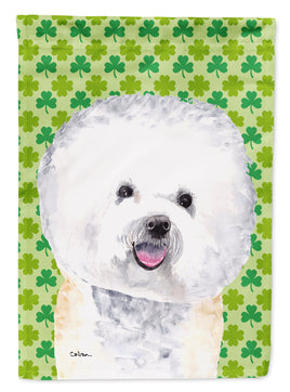 Bichon Frise St. Patrick's Day Shamrock Portrait Flag Canvas House Size