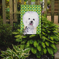 Bichon Frise St. Patrick's Day Shamrock Portrait Flag Garden Size