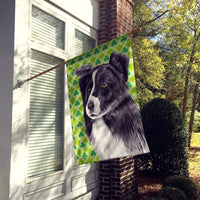 Border Collie St. Patrick's Day Shamrock Portrait Flag Canvas House Size