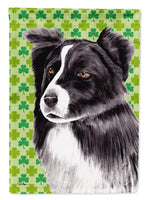 Border Collie St. Patrick's Day Shamrock Portrait Flag Canvas House Size