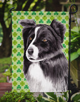 Border Collie St. Patrick's Day Shamrock Portrait Flag Garden Size