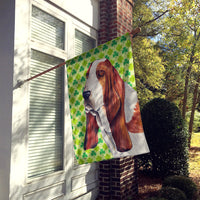 Basset Hound St. Patrick's Day Shamrock Portrait Flag Canvas House Size