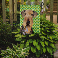 Airedale St. Patrick's Day Shamrock Portrait Flag Garden Size