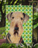 Airedale St. Patrick's Day Shamrock Portrait Flag Garden Size