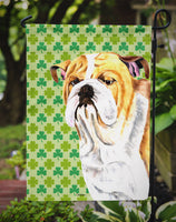 Bulldog English St. Patrick's Day Shamrock Portrait Flag Garden Size