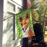 Basenji St. Patrick's Day Shamrock Portrait Flag Canvas House Size