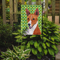 Basenji St. Patrick's Day Shamrock Portrait Flag Garden Size