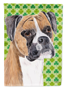 Boxer St. Patrick's Day Shamrock Portrait Flag Canvas House Size