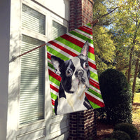 Boston Terrier Candy Cane Holiday Christmas Flag Canvas House Size