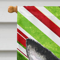 Boston Terrier Candy Cane Holiday Christmas Flag Canvas House Size