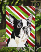 Boston Terrier Candy Cane Holiday Christmas Flag Garden Size