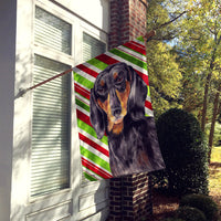 Dachshund Candy Cane Holiday Christmas Flag Canvas House Size