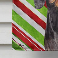 Dachshund Candy Cane Holiday Christmas Flag Canvas House Size