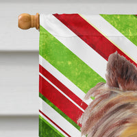 Yorkie Candy Cane Holiday Christmas Flag Canvas House Size