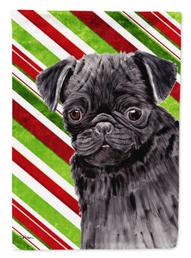 Pug Candy Cane Holiday Christmas Flag Canvas House Size