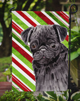 Pug Candy Cane Holiday Christmas Flag Garden Size