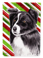 Border Collie Candy Cane Holiday Christmas Flag Canvas House Size