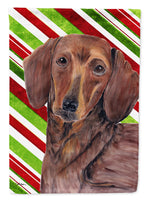 Dachshund Candy Cane Holiday Christmas Flag Canvas House Size